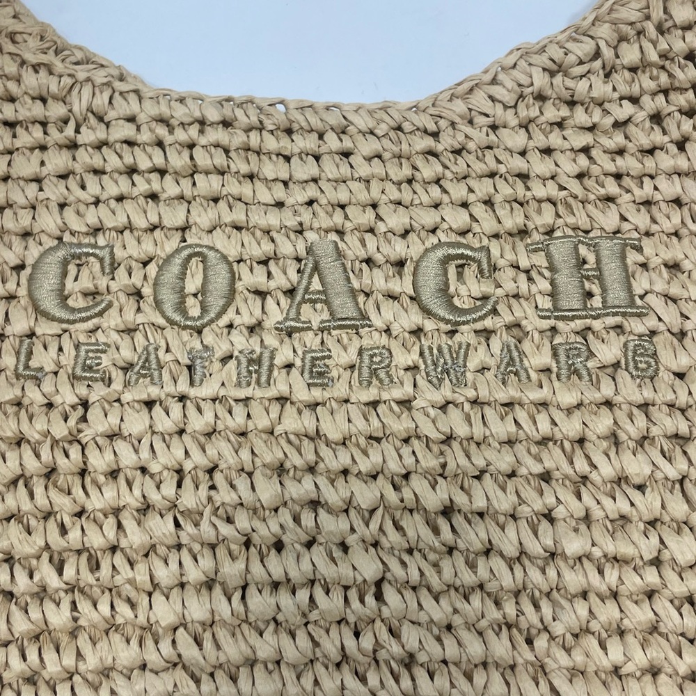 Coach Natural Straw Crochet Tote Bag - Picture 2 of 5